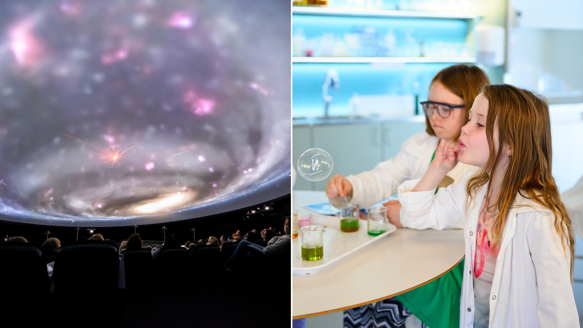 Filmvisning, barn som utforskar, experiment