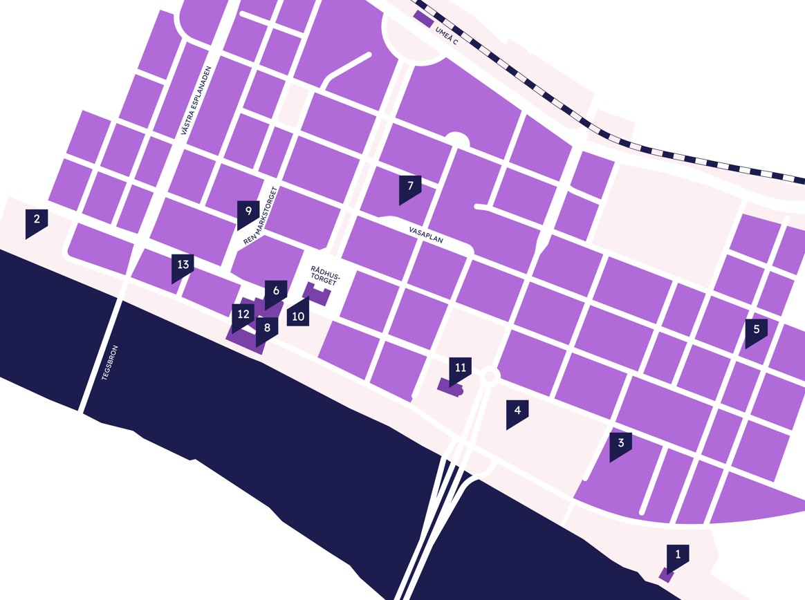Karta över Umeå centrum