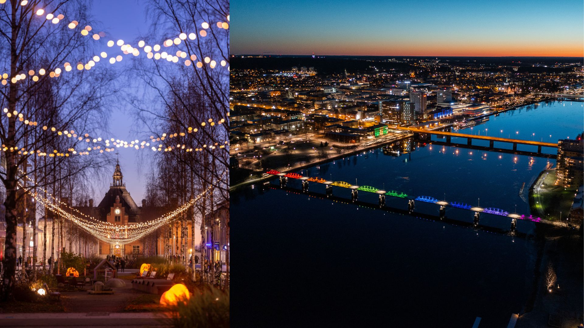 Höstljus rådhustorget ocg Regnbågsbron