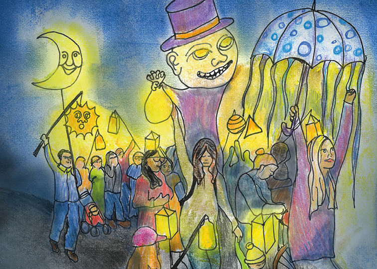 illustration av ljusparad