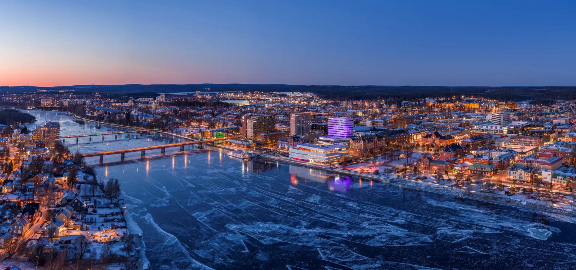 Vy över Umeå vinter