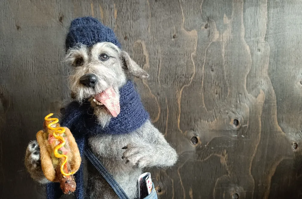 Needle-felted dogs at HUGÅs