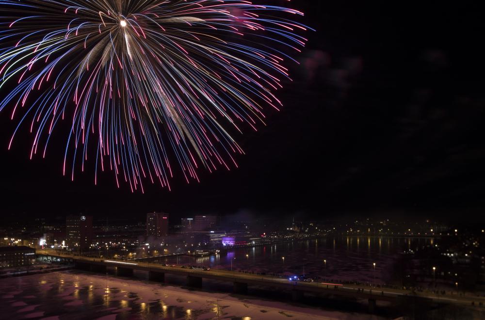 New Year's fireworks over Umeå