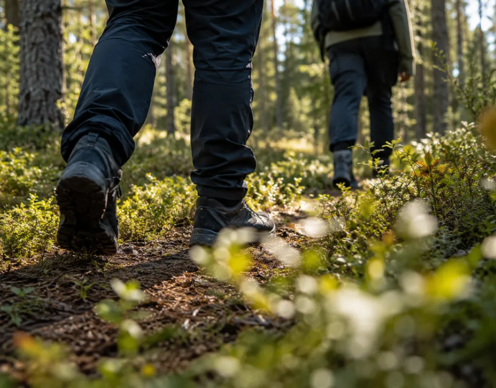 Vandring längs stig