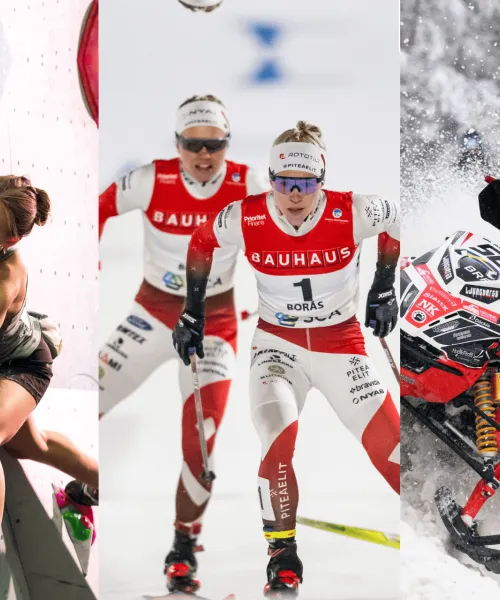 klättring, skidor och skoter.